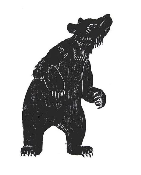 Woodcut - Bear by janebeharrell, via Flickr Bear Pictures Drawing, Grizzly Bear Drawing Simple, Spirit Bear Drawing, Tiddy Tats, Black Bear Cartoon, Bff Logo, Western Doodles, Woodcut Design, Manifesting Happiness