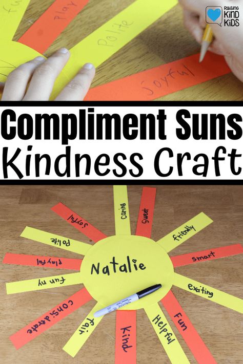 Use these compliment suns to help kids learn how to give classmates and friends compliments. It's the perfect kindness craft and friendship craft. Friendship Teaching Ideas, Family Tree Craft Ideas, Friendship Theme Preschool Activities, Friendship Crafts For Kids, Friendship Preschool Crafts, Emotion Activity, Friendship Craft, Friendship Activity, Kindness Craft