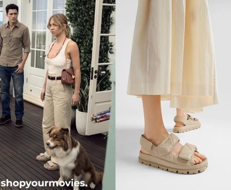 Anyone But You: Bea’s Leather Sandals Anyone But You Outfits Bea, Bea Anyone But You, Popular Movies, Hiking Backpack, Nappa Leather, Long Coat, Leather Sandals, Sandals, Leather