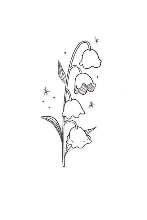 Meaningful Simple Drawings, Lily Of The Valley Cute Drawing, Plant Tattoo Sketch, Lily Of The Valley Outline Tattoo, Ghost Of The Valley Tattoo, Lillies Of The Valley Drawings, Animal Crossing Lily Of The Valley Tattoo, Flower Tattoo Lily Of The Valley, Lily Of The Valley Cartoon