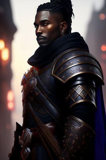 Lexica Black King Fantasy Art, Black Warrior Male, Black Elf Male, Male Warrior Fantasy Art, Digital Concept Art, Art Splash, Black Warrior, Warrior King, Character Inspiration Male