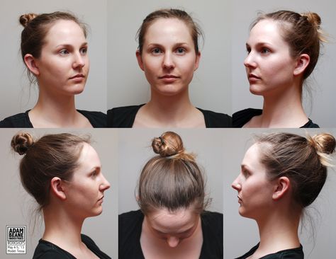 Face Angles Photography, Head Turn Reference Photo, Female Head Turnaround, Human Head Reference Photo, Face All Angles, 360 Head Reference, Head Study Reference, Female Head Reference, Side Profile Full Body Reference