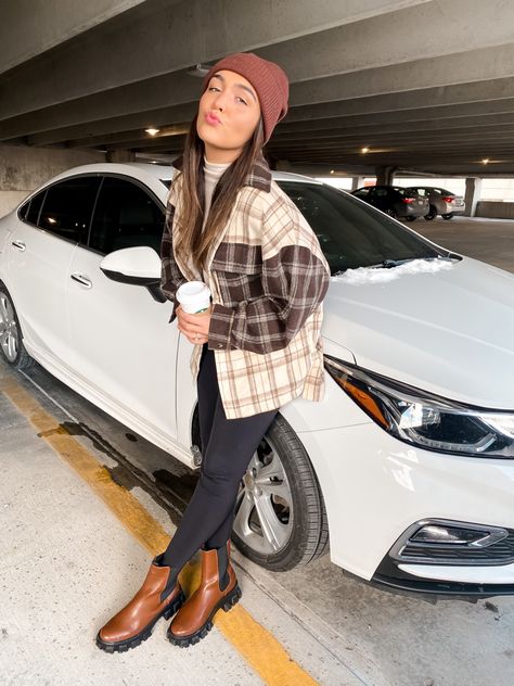 winter outfit, brown shacket, parking garage photoshoot, instagram poses, princess polly outfit, how to style Cream Beanie Outfit, Brown Beanie Outfit, Garage Parking, Target Haul, Brown Beanie, Outfit Brown, Beanie Outfit, Dream Outfits, Coffee Black