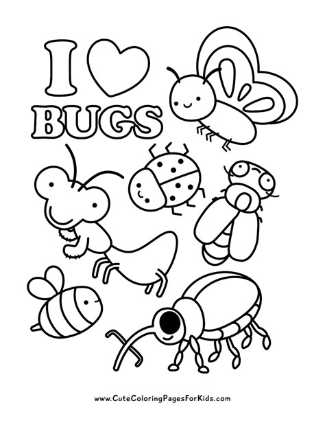 Free Printable Bugs And Insects, Bug Coloring Pages For Preschool, Bug Colouring Pages, Insect Coloring Pages Free Printable, Bug Coloring Pages Free Printable, Preschool Coloring Pages Printables, Nature Coloring Pages For Kids, Free Printable Coloring Pages For Kids, Spring Coloring Pages Free Printable