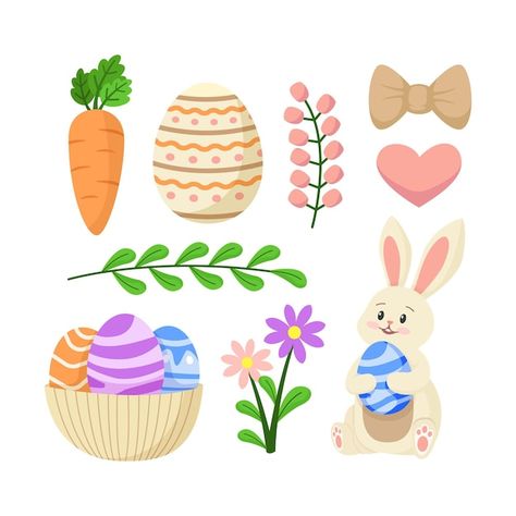 Free vector flat easter element collecti... | Free Vector #Freepik #freevector #easter-elements #christian-easter #assortment #illustration-pack Easter Elements, Purple Smoothie, Organic Orange Juice, Lime Lemonade, Mixed Berry Smoothie, Food Background, Fruit Vector, Vector Icons Illustration, Reading Art