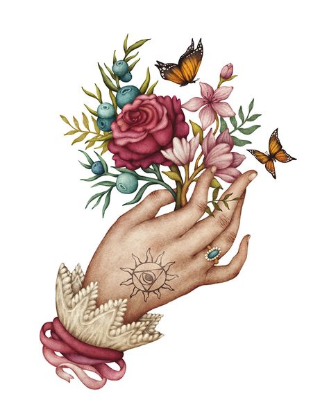 Images Victoriennes, Hands Holding Flowers, Vintage Illustration Art, Hand Flowers, Fine Art Drawing, Desenho Tattoo, Vintage Drawing, Arte Inspo, Vintage Tattoo