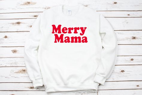 Merry Mama Christmas shirt for mom Holiday sweatshirt for mama unisex size pullover crewneck sweatshirt Family Christmas Outfits, Christmas Tops, Girls Fleece, Holiday Sweatshirt, Christmas Mom, Thanksgiving Shirts, Mama Shirt, Pullover Sweatshirt, Christmas Shirts