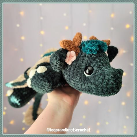 Willow the Wood Dragon Crochet Pattern - Extra Large and Snuggly Dragon Pattern! - Loops and Knots Crochet's Ko-fi Shop Dragon Crochet Pattern, Wood Dragon, Dragon Crochet, Advanced Crochet, Crochet Dragon, Dragon Pattern, Crochet Design, Goods And Services, Crochet Designs