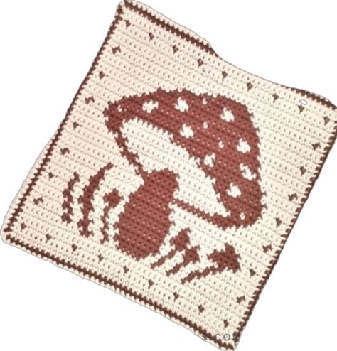 Mushroom Tapestry Crochet Pattern, Crochet Mushroom Blanket Pattern Free, Mushroom Baby Blanket Crochet, Mushroom Tapestry Crochet, Mushroom Grid Pattern, Free Crochet Mushroom, Mushroom Patterns, Mushroom Crochet, Cute Cushions