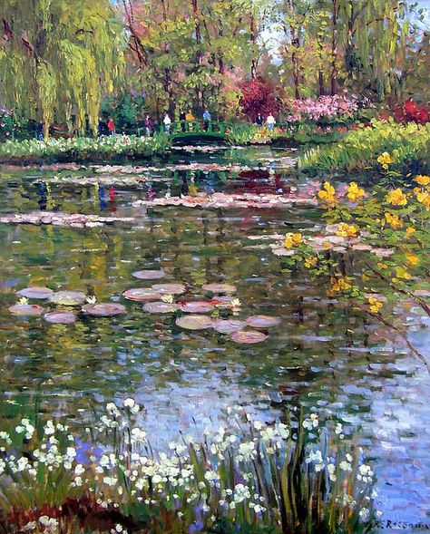 Monet Pond Painting, Roelof Rossouw, Pond Painting, Claude Monet Paintings, Claude Monet Art, Monet Art, Monet Paintings, Impressionism Painting, Lily Pond