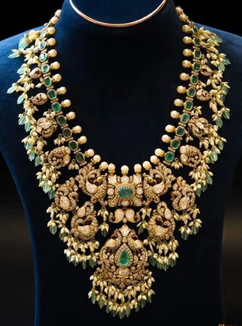 Guttupusallu Necklace, Gutta Pusalu Jewellery, Guttapusalu Haram, Vintage Indian Jewelry, Gutta Pusalu, Gold Necklace Wedding, Kundan Jewellery Bridal, Bridal Jewelery, Antique Necklaces Design