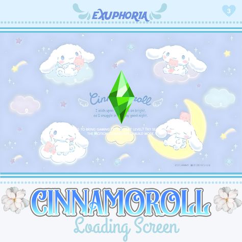 Here's a loading screen for the sims 4 featuring Cinnamoroll ❤❤ Sanrio Cas Background Sims 4, Sims 4loading Screen, Sims 4 Cinnamoroll Cc, Sims 4 Cinnamoroll, The Sims 4 Wallpaper Cc, Ts4 Loading Screen, The Sims 4 Loading Screen, Sims 4 Cc Loading Screen, Sims 4 Loading Screen