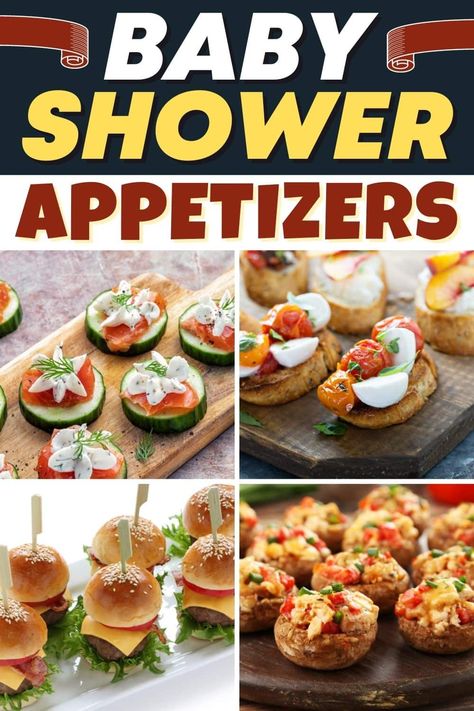 Planning a baby shower can be a lot of work, but it's also super fun. And luckily, these 35 baby shower appetizers should help streamline the process. Baby Shower Appetizers Easy, Fall Baby Shower Food Appetizers, Baby Shower Snack Ideas Finger Foods, Afternoon Baby Shower Food Ideas, Baby Shower Hors D’oeuvres, Finger Foods For Baby Shower Simple, Easy Baby Shower Food, Tortilla Pinwheel Appetizers, Sweet Potato Appetizers