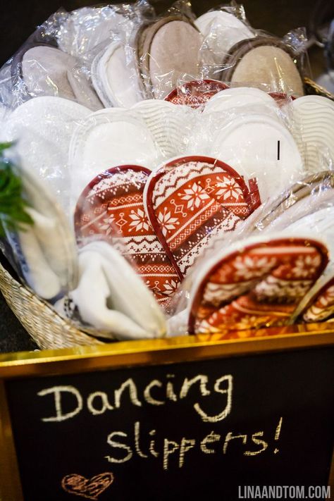 Cosy slippers to keep your guests cosy in the marquee during a winter wedding. Sophie and James' wedding photographed by Lina and Tom. Winter Themed Wedding, Christmas Wedding Ideas, Themed Wedding Ideas, Event Planning Guide, Christmas Wedding Themes, Christmas Wedding Inspiration, Winter Wedding Favors, Winter Sparkle, Events Planning