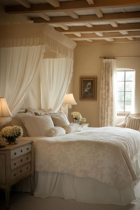 40 French Country Cottage Decor: Elevate Your Home with Rustic Elegance French Countryside Bedroom, French Country Bedrooms Romantic, French Country Cottage Bedroom, French Country Cottage Kitchen, French Cottage Bedroom, French Country Cottages, Country Cottage Bedroom, French Country Decorating Bedroom, Wrought Iron Bed Frames