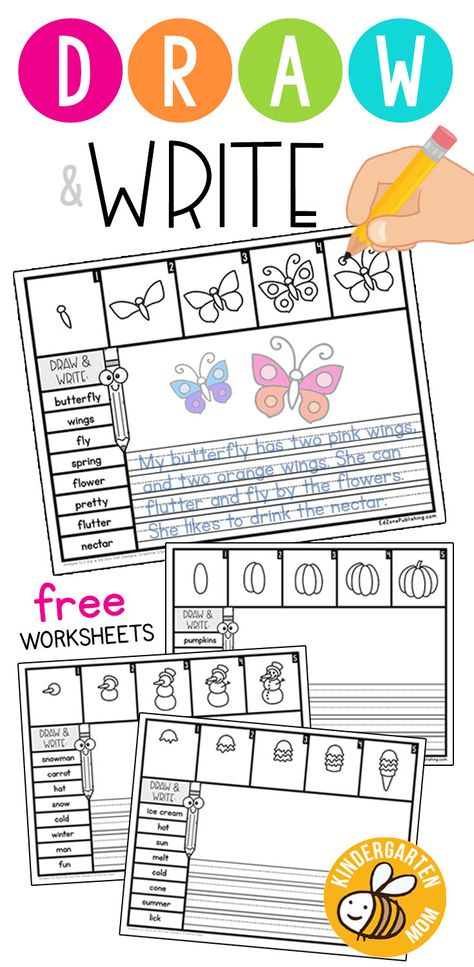 Writing And Drawing Journal, Spring Handwriting Activities, Draw Write Now, Write And Draw Template Free Printable, Kindergarten Drawing Prompts, 1st Grade Writing Journal, Practice Writing Sheets Kindergarten, Write Around The Room Kindergarten Free, Spring Writing Activities Kindergarten