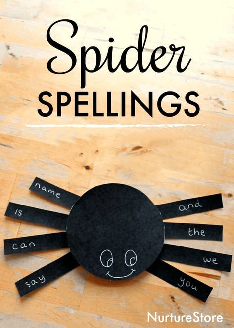 Fall Spelling Activities, Halloween Spelling Activities, Literacy Crafts, Spider Writing, Spelling Practice Activities, Homeschooling Elementary, Spelling Centers, Creative Writing For Kids, Letter Learning Activities