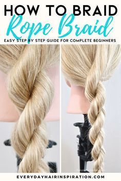 Diy Hairstyles Braids, Easy Braid Tutorial Videos, Easy Self Braids Simple, How To Side Braid Your Own Hair Simple, How To Rope Twist, How To Hair Twist, How To Do A Twist Braid Step By Step, Twisted Hair Braid, Hair Twist Braid Tutorial