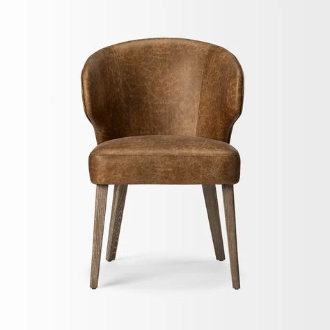 Luthien Wing Back Side Chair Brown Leather Dining Chairs, Boutique Hotel Design, Wingback Dining Chair, Student Design, Luxury Dining Tables, Leather Wingback, Transitional Living Room, Ship Decor, Faux Leather Dining Chairs