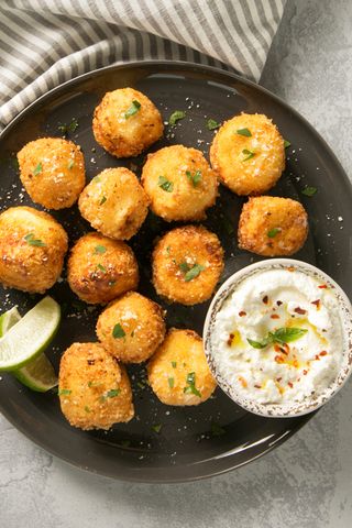 Galbani® Ricotta Fritters with Marinara - Lactalis Culinary Fried Ricotta, Ricotta Balls, Ricotta Fritters, Pecorino Romano, Tv Chefs, Parmesan Crusted, Cheese Ball, Ricotta Cheese, Appetizer Dips