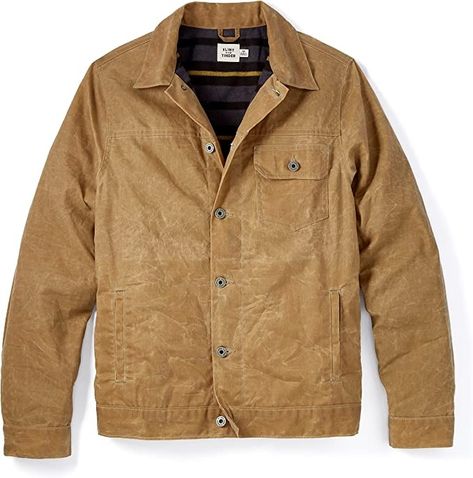 Huckberry Flint and Tinder Men's Flannel-Lined Waxed Trucker Jacket, Water & Weather Resistant Waxed Trucker Jacket, Sailing Outfit, Waxed Canvas Jacket, Wax Jackets, Flint And Tinder, Waxed Jacket, Selvage Denim, Wax Jacket, Canvas Jacket