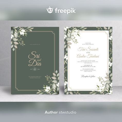 Wedding Card Floral, Premium Wedding Invitation, Wedding Invitation Cover, Cover Undangan Pernikahan, Christian Wedding Invitations, Gold Wedding Stationery, Elegant Wedding Invitation Card, Retro Wedding Invitations, Floral Wedding Invitation Card