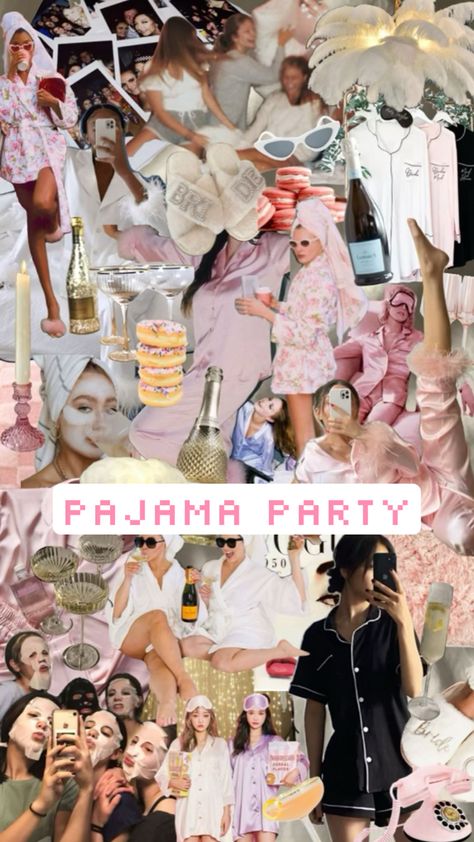 Slumber Party Bridal Shower Ideas, Slumber Party Aesthetic, Party Collage, Slumber Party Birthday, Bach Weekend, Bachelorette Ideas, Bachelorette Themes, Bridal Bachelorette Party, Party Aesthetic