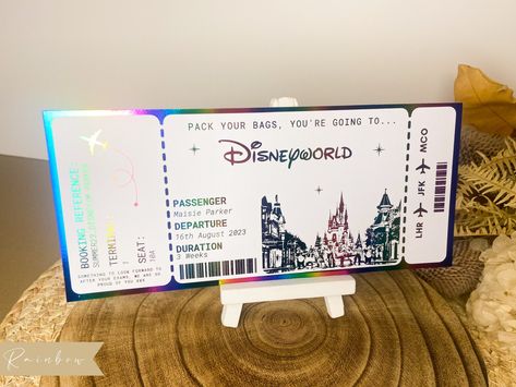 Boarding Pass Surprise Trip, Disney Tickets Surprise Gift, Fake Disney Ticket Printable Free, Disney On Ice Ticket Gift Ideas, Disneyland Ticket Surprise, Disney Tickets Surprise, Disney Trip Reveal Ideas, Disney Ticket, Disneyland Gifts