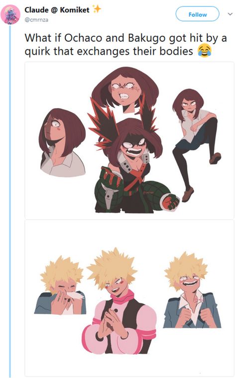 Bakugo and Uraraka switch body’s | My Hero Academia | Know Your Meme Shoji Bnha, Last Game Manga, Bakugou And Uraraka, Hiro Big Hero 6, Anime Expo, Ochako Uraraka, Mini Comic, Hero Costumes, My Hero Academia Memes