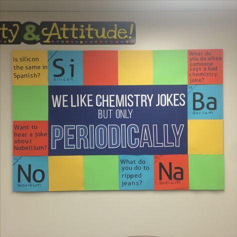 Science Bulletin Board Idea // lynndelynn@instagram Science Bulletin Board Ideas High School, Chemistry Bulletin Board Ideas, Chemistry Bulletin Boards, Display Board Ideas, Science Bulletin Board, Hallway Bulletin Boards, High School Bulletin Boards, Science Bulletin Boards, Bulletin Ideas