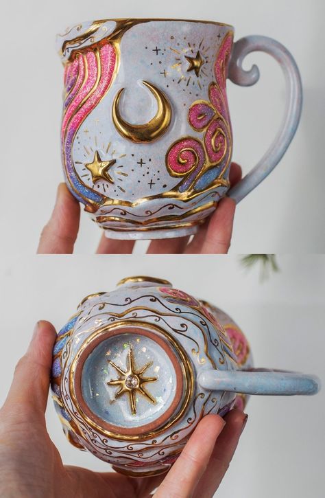 — Moon Mugs Alive Ceramics Shop on Etsy Star Ceramic Mug, Cute Mug Ideas, Ceramic Mug Ideas, Moon Mugs, Watching The Rain, Rain Fall, Pottery Painting Designs, Ceramic Shop, Clay Mugs