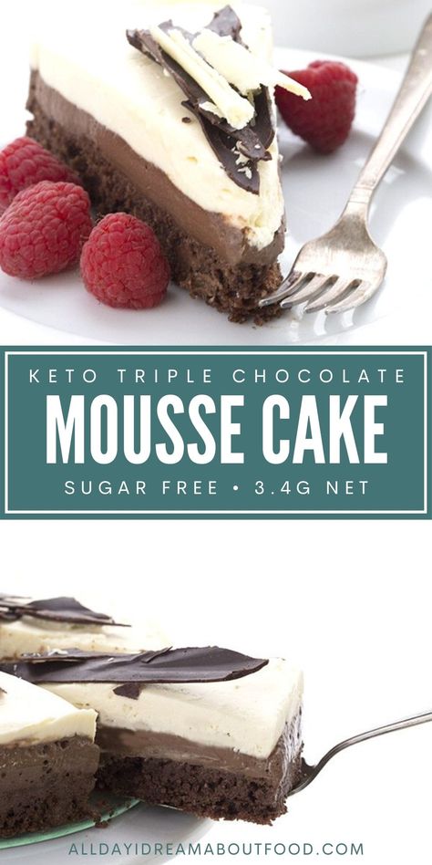 Keto Mousse Cake, Keto Chocolate Mousse Cake, Grain Free Chocolate Cake, Keto Pastry, Triple Chocolate Mousse, Triple Chocolate Mousse Cake, Keto Chocolate Mousse, Keto Cakes, Mousse Cake Recipe