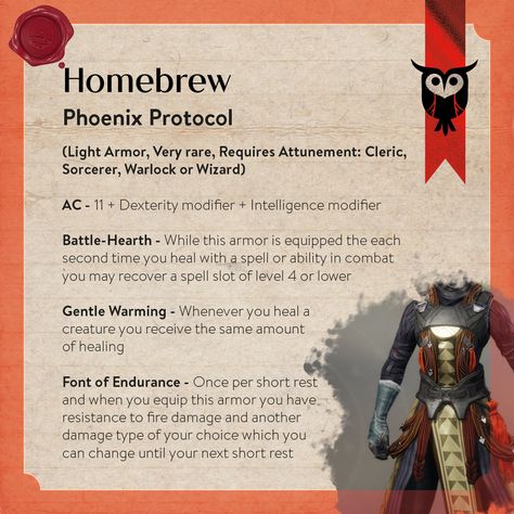 Dnd 5e Homebrew Destiny, Homebrew Armor, Armor Dnd, Rpg Items, Homebrew Items, Dnd Magic, Fantasy Items, Dnd Homebrew, Dnd Items