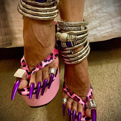 Quartz Nails, Long Toenails, Stiletto Nail Art, Nail Jewels, Exotic Nails, Black Femininity, Ankle Strap Wedges, Strap Wedge, Weird Fashion