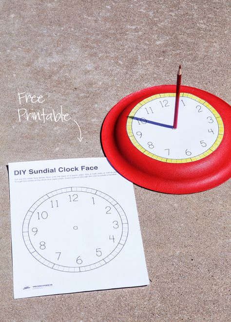 Free Printable Sundial Clockface Click the link above to download our free printable clock face — use it with just a paper plate and pencil to create your own sundial. Instructions are included with the template. Make A Sundial, Vetenskapliga Experiment, Safety Week, Kid Science, Summer Science, Kid Experiments, Summer Learning, Stem Projects, Magazines For Kids