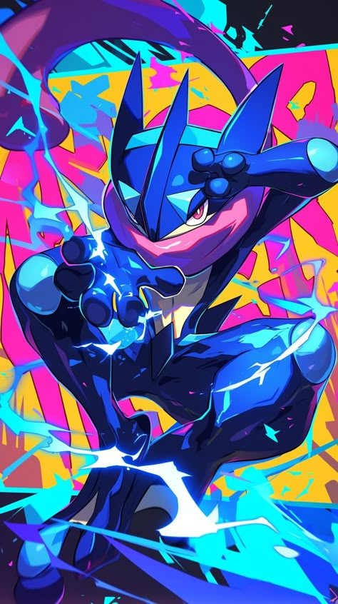 Greninja in the style of Jujutsu Kaisen made by Silverbloom Greninja Wallpaper Iphone, Pokemon Full Art Cards, Ash Greninja Wallpaper, Sonic Adventure Art, Greninja Drawing, Greninja Art, Greninja Wallpaper, Greninja Fanart, Pokemon Art Wallpaper