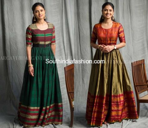 Bhargavi Kunam, Traditional Anarkali, Anarkali Designs, Kalamkari Dresses, Simple Frock Design, Long Frock Designs, Long Gown Design, Frock Fashion, Sari Dress