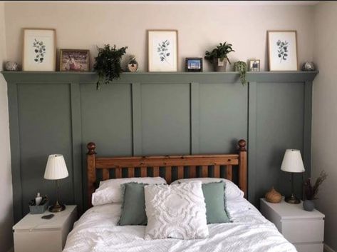 Green And Grey Panelling Bedroom, Emerald Green Panelling Bedroom, Dark Green Bedroom Panneling, Green Half Panel Wall, Green Paneled Bedroom, White And Green Panelling, Green Bedroom Wall Panelling, Bedroom Panneling Ideas Green, Dark Green Bottom Half Wall