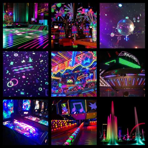 Carnival Mood Board, Neon Mood Board, Alien Moodboard, Neon Moodboard, Arcadecore Aesthetic, Retro Moodboard, Y2k Moodboard, 80s Arcade, Neon 80s