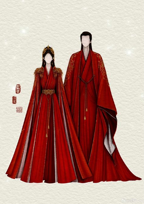 Chinese Wedding Clothes, Chinese Traditional Dress Drawing, Chinese Clothes Drawing, Joseon Dynasty Clothing, Hanfu Drawing, Chinese Character Design, Gaun Abad Pertengahan, Hanfu Art, Fashion Illustration Collage