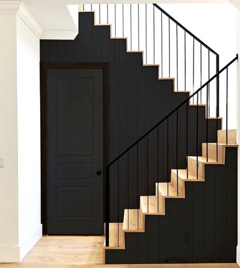 Abrahams Welding, Inc on Instagram: “What a successful outcome on this interior flat bar railing. Truly gratified to work with @mister_e and @warren_christopher_flooring…” Flat Bar Railing, Black Shiplap, Metal Railings, Stair Handrail, Ultra White, Stairway To Heaven, Entry Way, Stair Railing, Railing