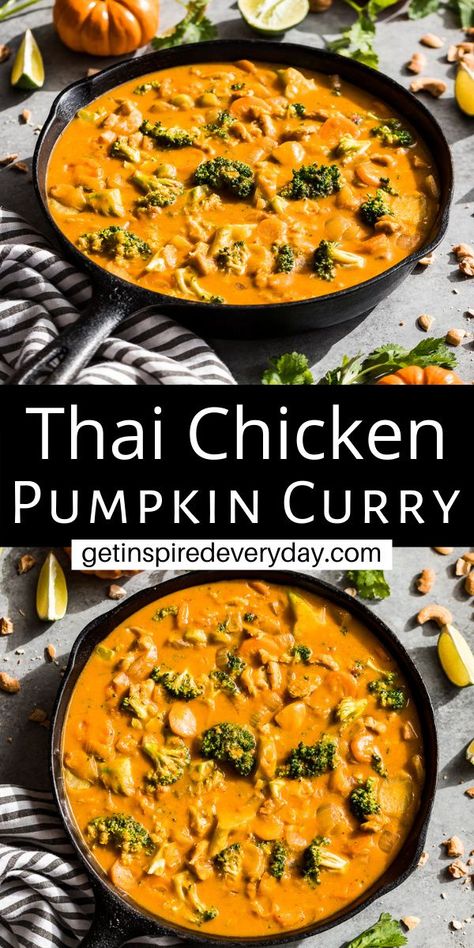 Whole 30 Curry Recipes, Chicken And Pumpkin Curry, Chicken Pumpkin Curry, Dairy Free Dinner Recipes Easy, Whole Ingredient Dinner, Fall Meals For Two, Dinner Recipes With Few Ingredients, Thanksgiving One Pot Meal, Fall Casserole Recipes For Dinner Easy