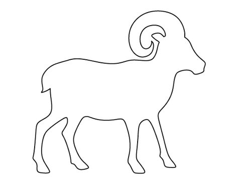 Ram pattern. Use the printable outline for crafts, creating stencils, scrapbooking, and more. Free PDF template to download and print at http://patternuniverse.com/download/ram-pattern/ Ram Outline, Printable Outline, Animal Outline, Woodland Animals Theme, Animal Cutouts, Animal Templates, Farm Animal Coloring Pages, Soap Carving, Music Drawings