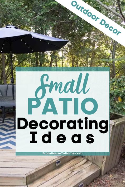 These space saving small patio decorating ideas are awesome! From outdoor bars to patio nooks, there's a ton of ways to get your tiny deck or patio looking beautiful for the summer. | Patio Ideas Tiny Deck, Small Patio Decorating Ideas, Outdoor Deck Decorating, Garden Patios, Summer Gardens, Outdoor Bars, Small Patio Decor, Patio Decor Ideas, Deck Makeover