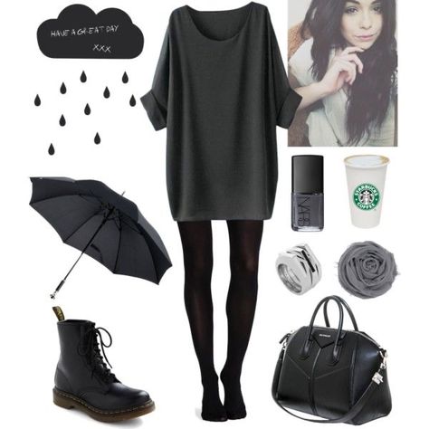 Witchy Rainy Day Outfit, Goth Outfits Comfy, Leggings And Cardigan Outfit Casual, Minimalist Witch Outfit, Cozy Witch Aesthetic Outfits, Everyday Grunge Outfit, Rainy Day Goth Outfit, Stormy Day Outfit, Black And Grey Outfits For Women