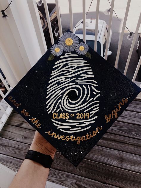 #graduation #graduationcap #forensics #crimescene #fingerprints #forensicscience #college Forensic Chemistry Graduation Cap, Forensics Graduation Pictures, Forensic Graduation Pictures, Forensic Science Graduation Cap, Forensic Grad Cap, Forensics Grad Cap, Forensic Science Grad Cap, Forensic Psychology Grad Cap, Csi Graduation Cap