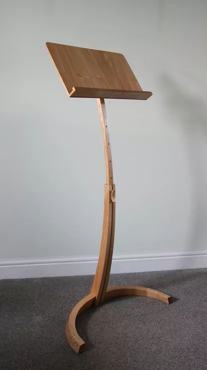 Handmade Wooden Sheet Music Stand | Hill Top Furniture, Cumbria Music Stand Decoration, Music Stands Wooden, Wood Music Stand, Instrument Stand, Wooden Music Stand, Wood Guitar Stand, Sheet Music Stand, Guitar Display, Wood Chair Design