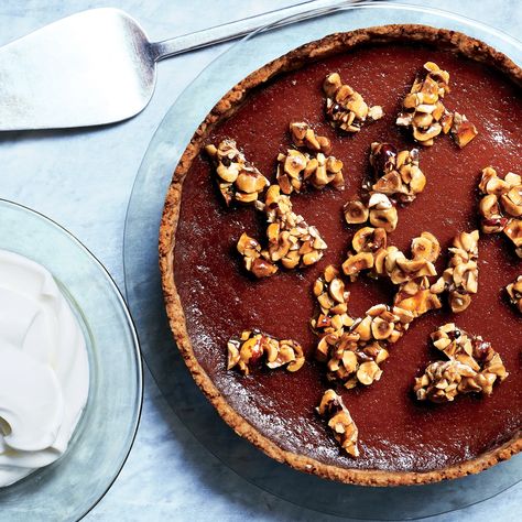 Pumpkin-Caramel Tart with Toasted-Hazelnut Crust Recipe | Epicurious Hazelnut Pie, Hazelnut Crust, Pumpkin Tart, Pumpkin Cream Pie, Best Pumpkin Pie Recipe, Pumpkin Puree Recipes, Pumpkin Cravings, Savory Pumpkin Recipes, Best Pumpkin Pie