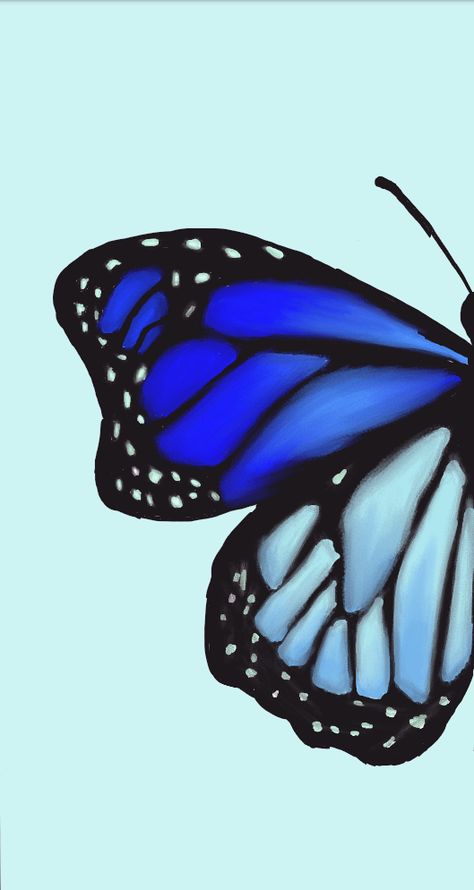 bff butterfly wallpaper's left half: blue #xp-pen Wallpaper For Sisters Half And Half, Half Butterfly Wallpaper, Half Butterfly Painting, Half Butterfly Drawing, Finding Hobbies, Bff Wallpaper, Butterfly Acrylic Painting, Sister Wallpaper, Half Butterfly