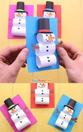 Paper Snowman Craft, Paper Snowman, Snowman Craft, Winter Crafts For Kids, Preschool Christmas, Kraf Diy, Easy Christmas Crafts, Snowman Crafts, Crafts For Kids To Make